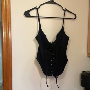 Elegant Black Lace-Up Women's Top PLT